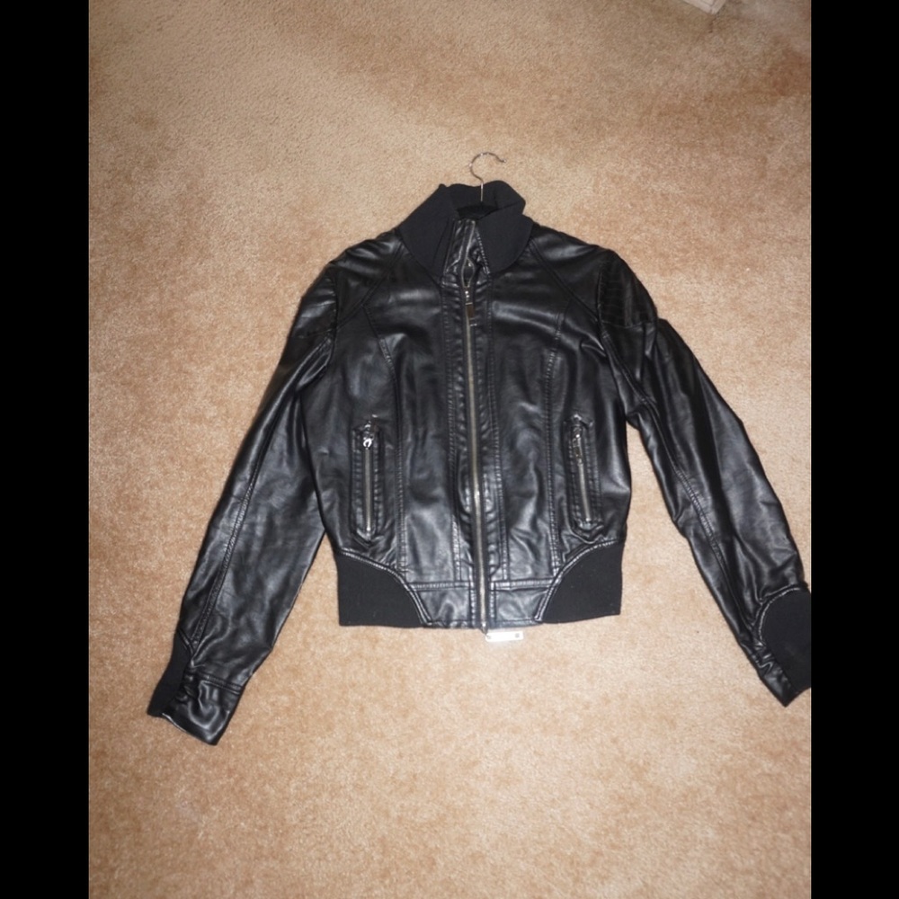 Faux Black Leather jacket from Italy size Large